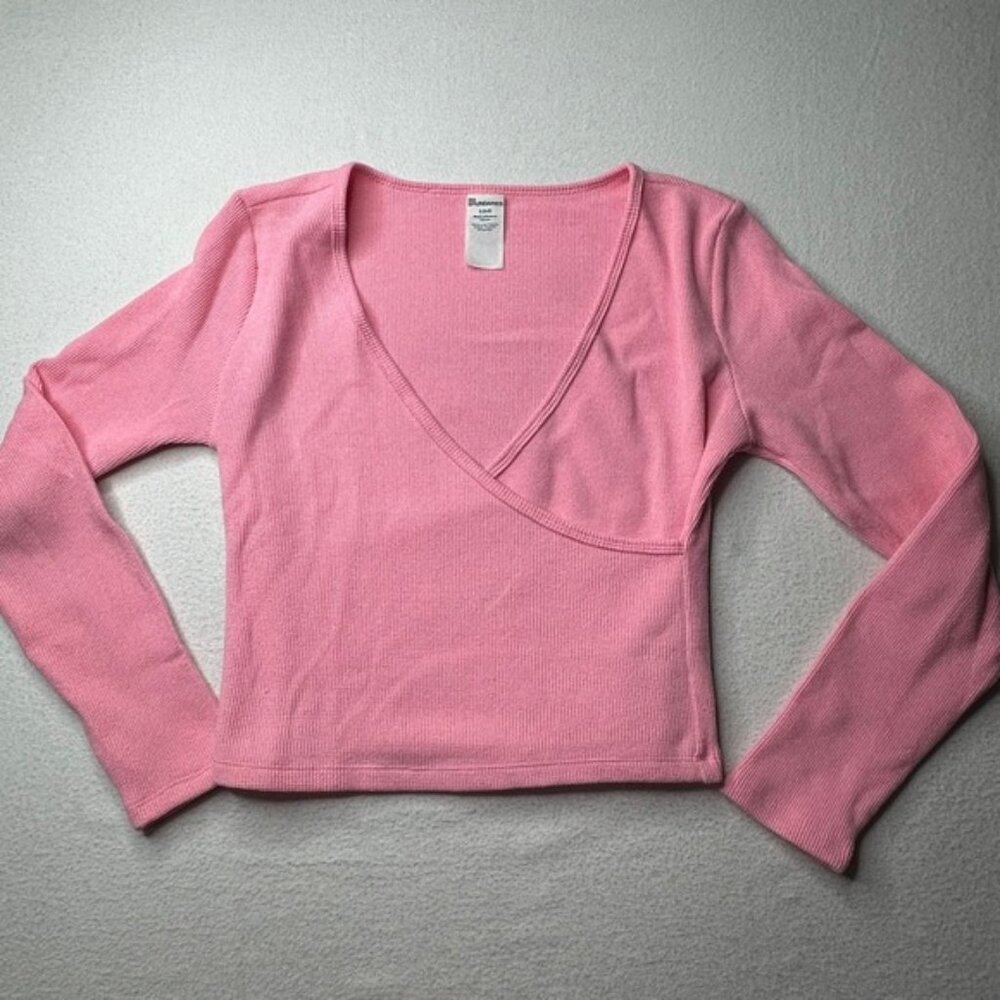 No Boundaries Lot of 2 Womens Pink/Gray Ribbed Wrap Ballet Sweater Size S